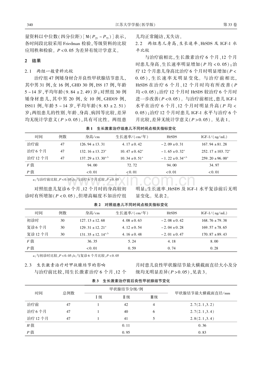 矮身材合并良性甲状腺结节患儿使用生长激素疗效观察.pdf_第3页