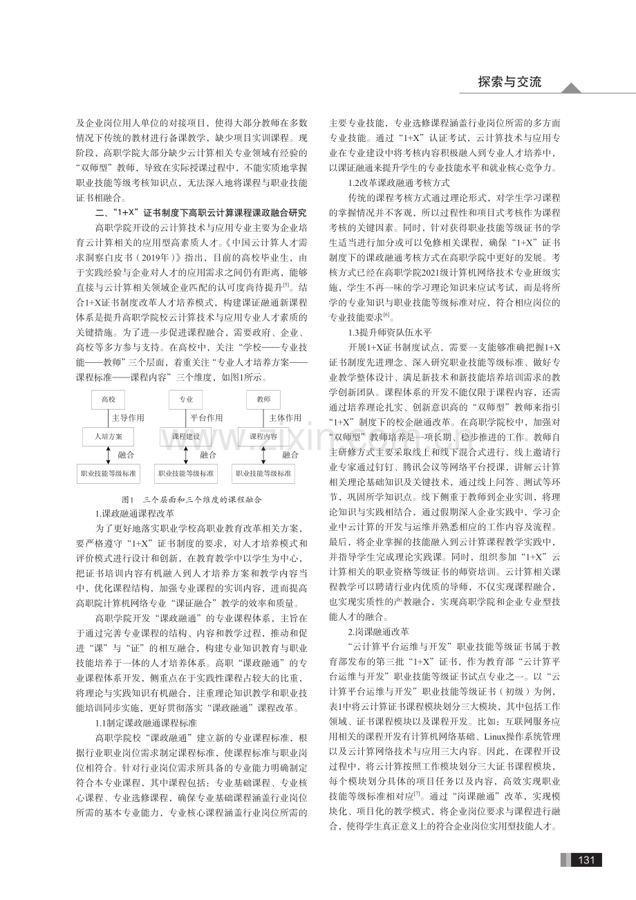 “1%2BX”证书制度下高职云计算课程课政融合研究——以计算机网络技术专业为例.pdf_第2页