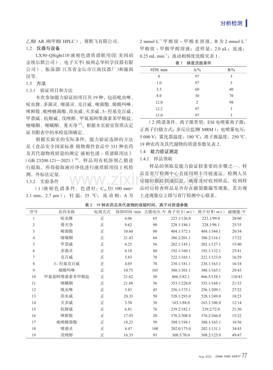 白菜中19种农药残留检测能力验证.pdf_第2页