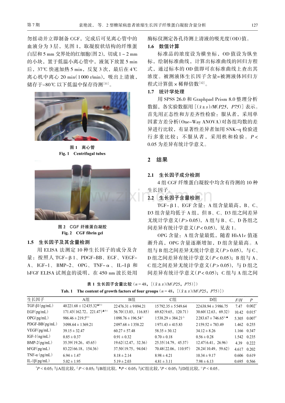 2型糖尿病患者浓缩生长因子纤维蛋白凝胶含量分析.pdf_第3页