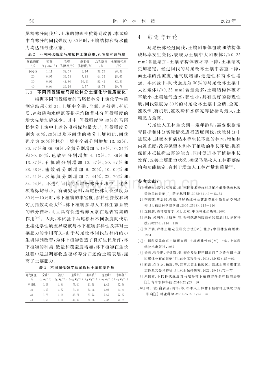 不同间伐强度对马尾松人工林土壤理化性质的影响.pdf_第3页