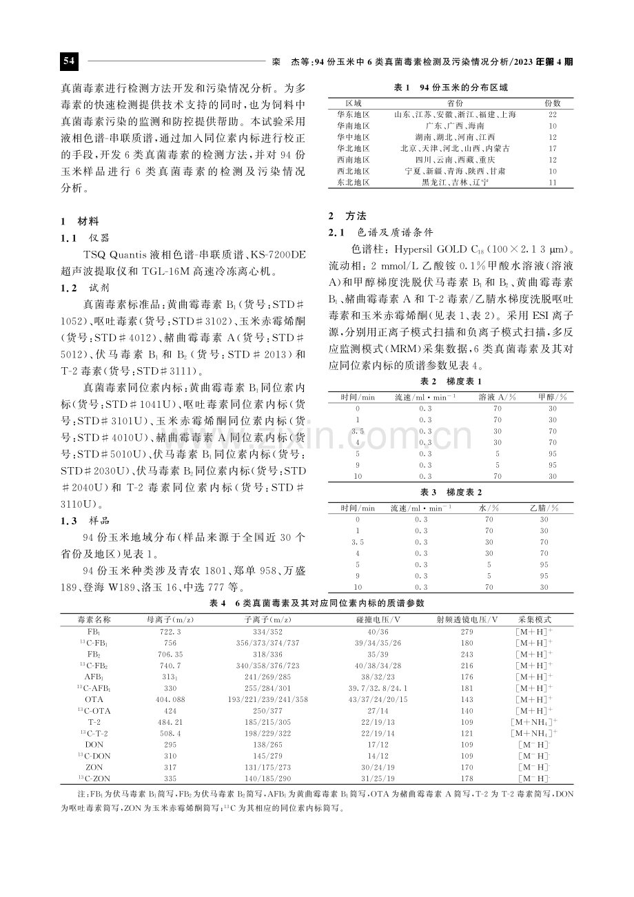 94份玉米中6类真菌毒素检测及污染情况分析.pdf_第2页