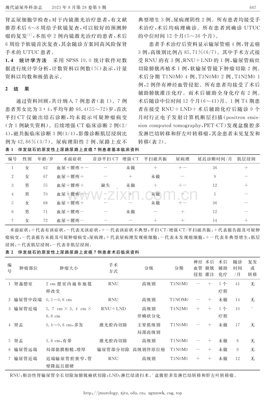 伴发结石的原发性上尿路尿路上皮癌患者延迟诊断7例分析.pdf_第3页