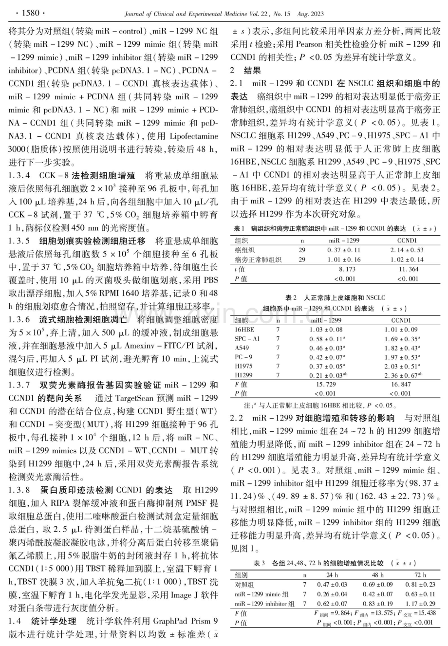 miR-1299通过靶向调控CCND1对非小细胞肺癌细胞增殖、转移和凋亡的影响.pdf_第3页