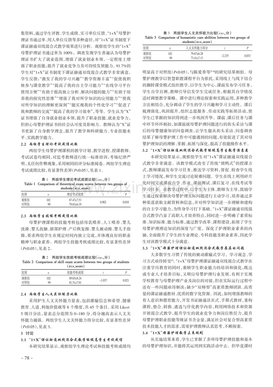 “1 X”母婴护理课证融通双线混合式教学探究.pdf_第3页