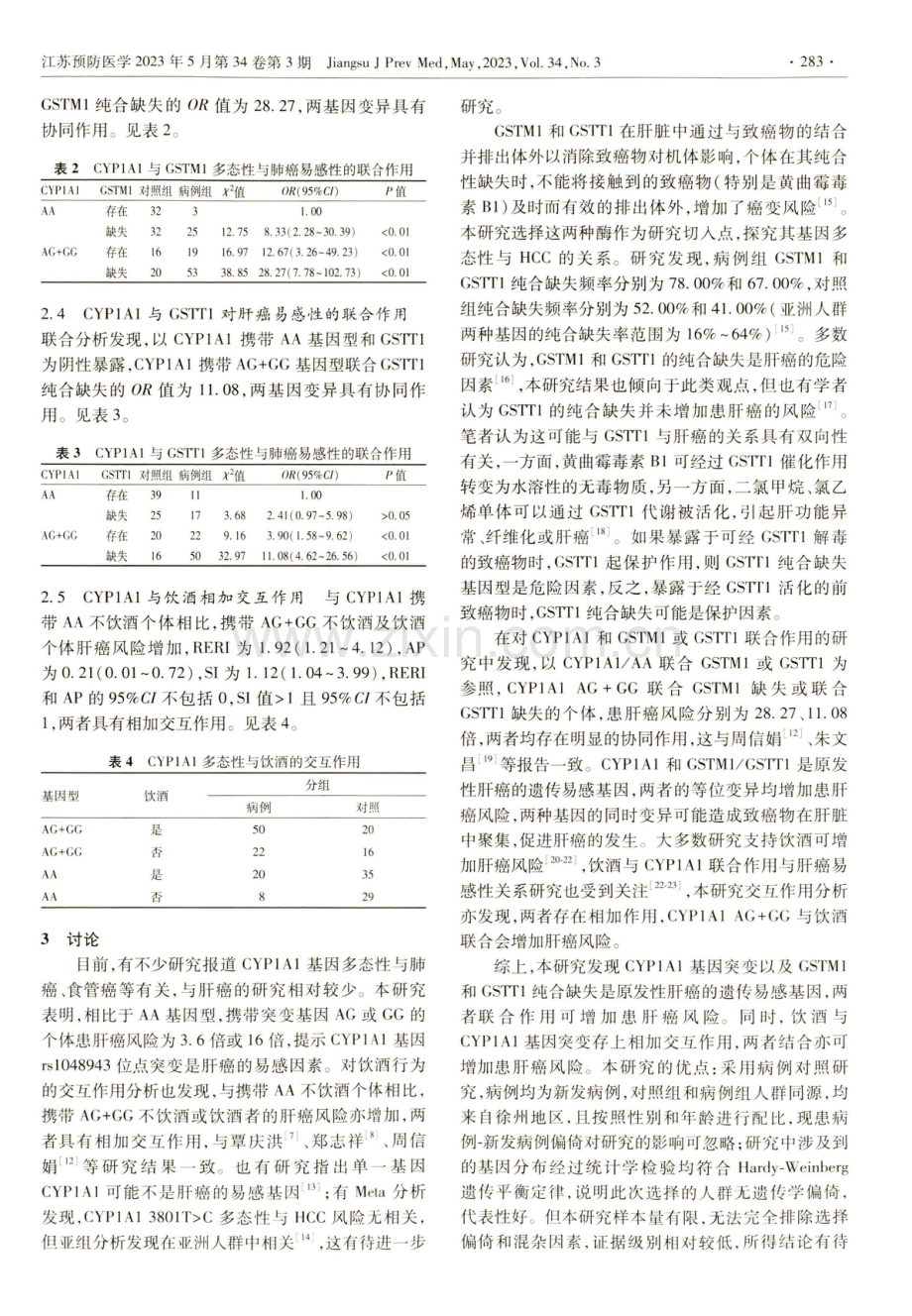 CYP1A1、GSTM1及GSTT1基因多态性与原发性肝癌遗传易感性的关联研究.pdf_第3页