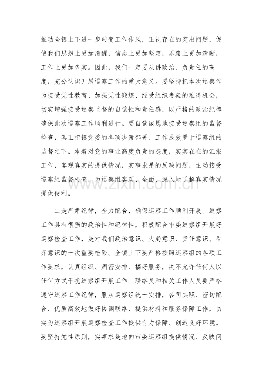 乡镇党委书记在巡察工作动员会上的讲话稿2篇.docx_第2页