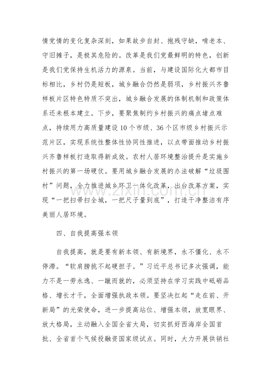 主题教育读书班自我革命专题研讨发言稿2023.docx_第3页