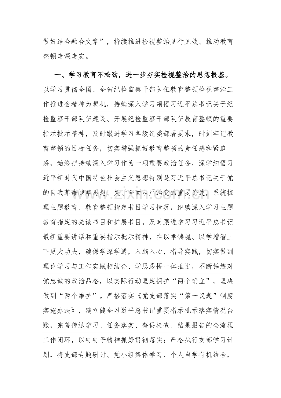 纪检监察干部2023传达学习贯彻教育整顿检视整治工作推进会精神发言材料范文.docx_第2页