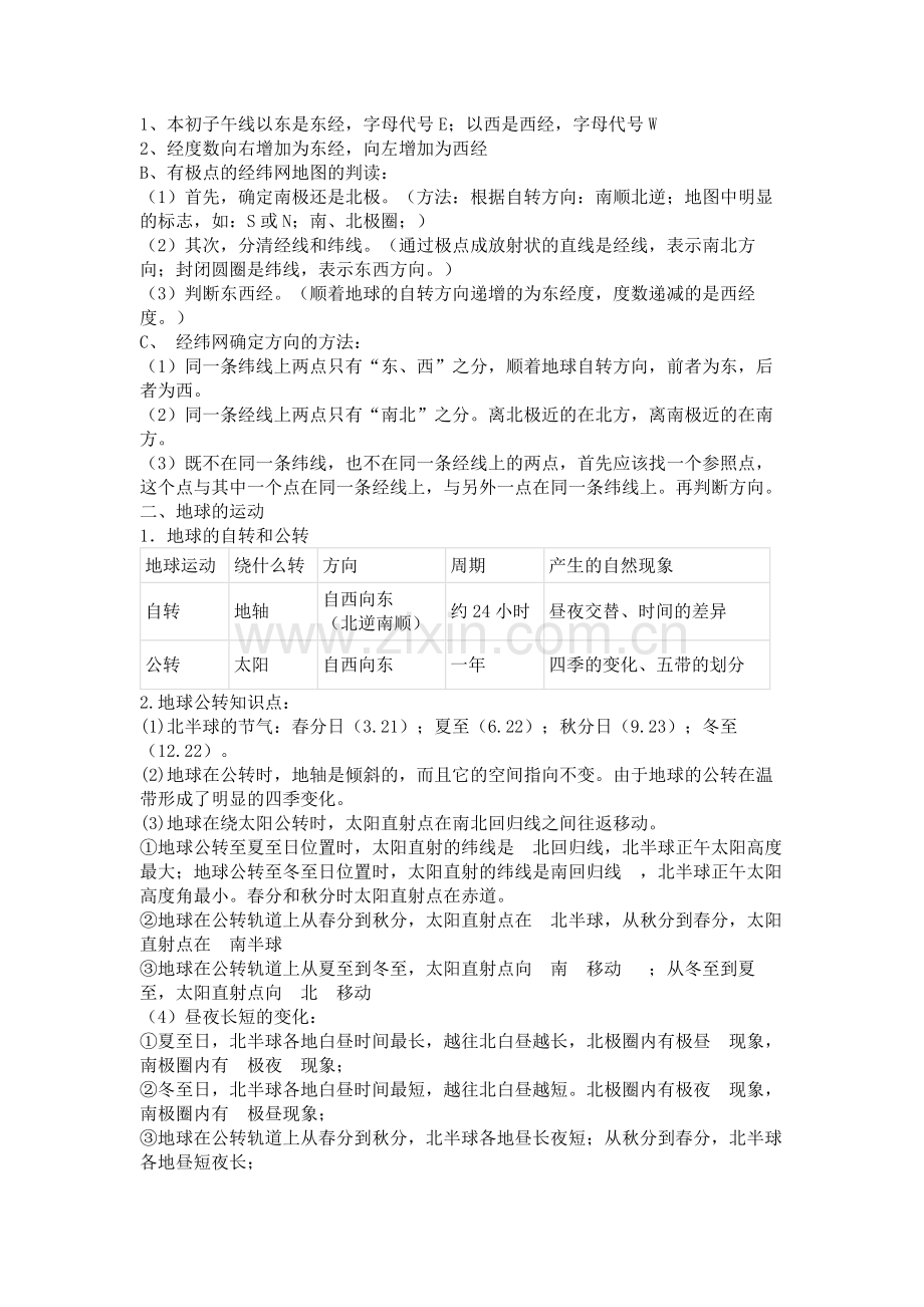 人教版地理七年级上册知识点总结.docx_第2页