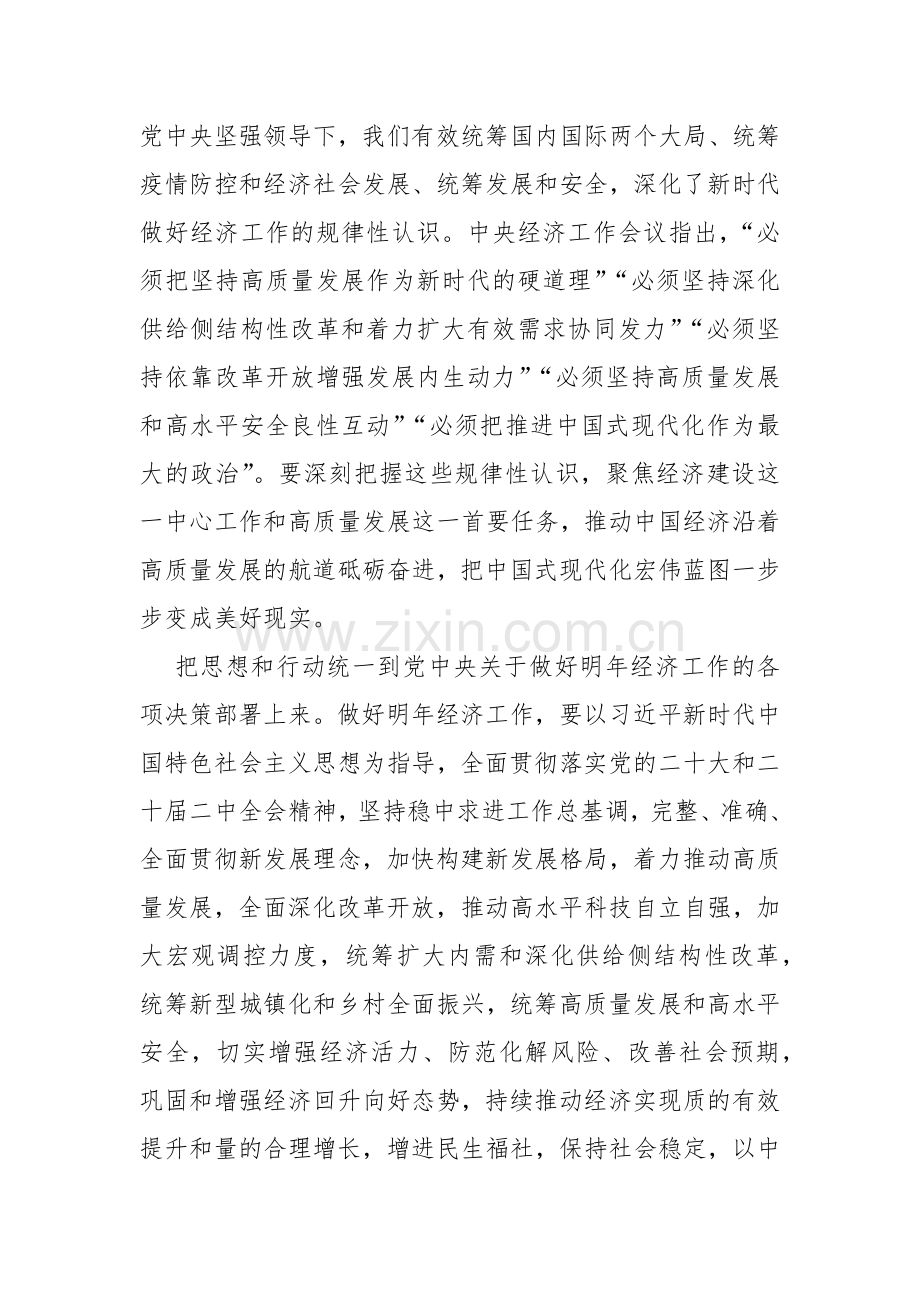 2024年中央经济工作会议精神学习心得体会（2篇文）供参考.docx_第2页