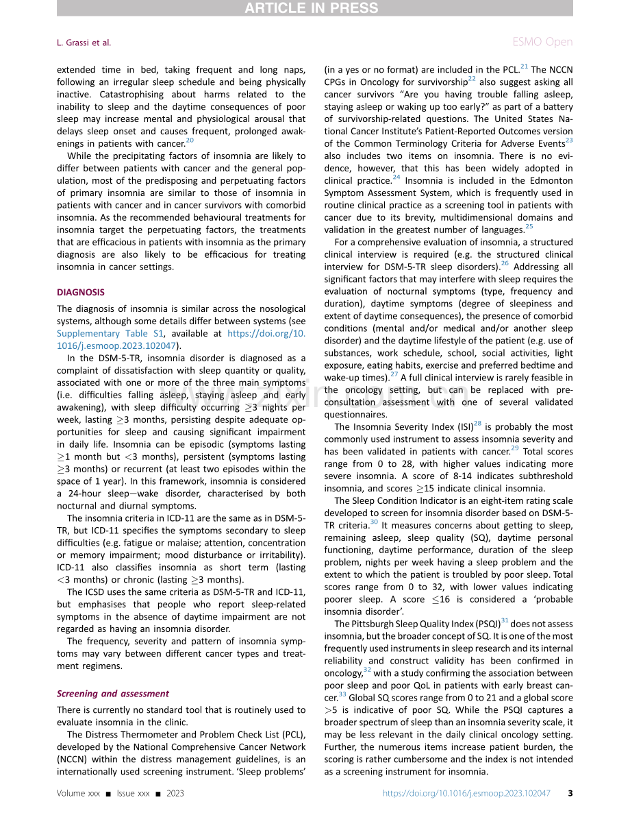 2023+ESMO临床实践指南：成人癌症患者失眠（英文版）.pdf_第3页