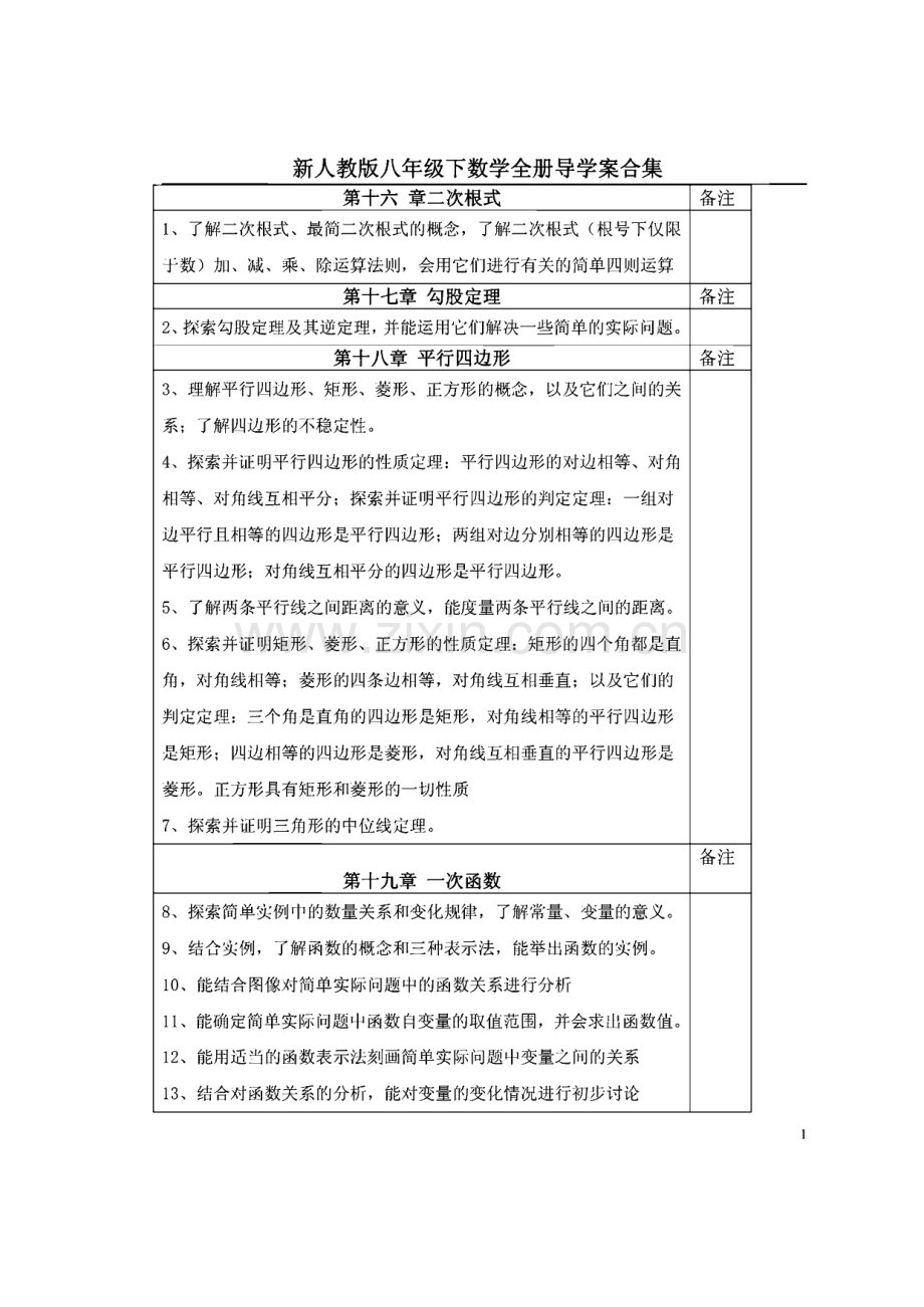 新人教版八年级下数学全册导学案合集.pdf_第1页