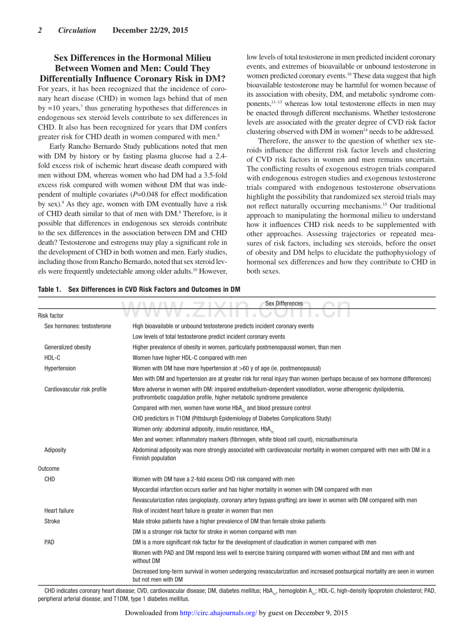 【医脉通-指南】2015+AHA科学声明：糖尿病心血管结局的性别差异（英文版）.pdf_第2页