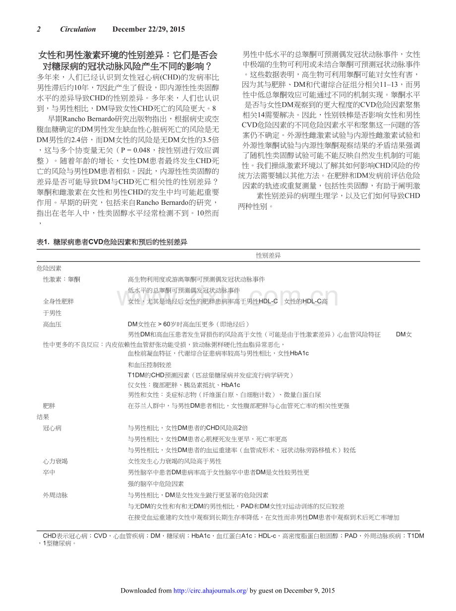 translated_【医脉通-指南】2015+AHA科学声明：糖尿病心血管结局的性别差异（中文版）.docx_第2页