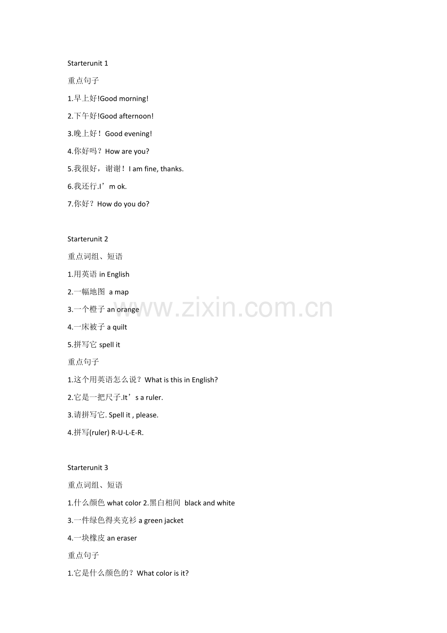 初一英语上册：单词词组背记默写手册.docx_第1页