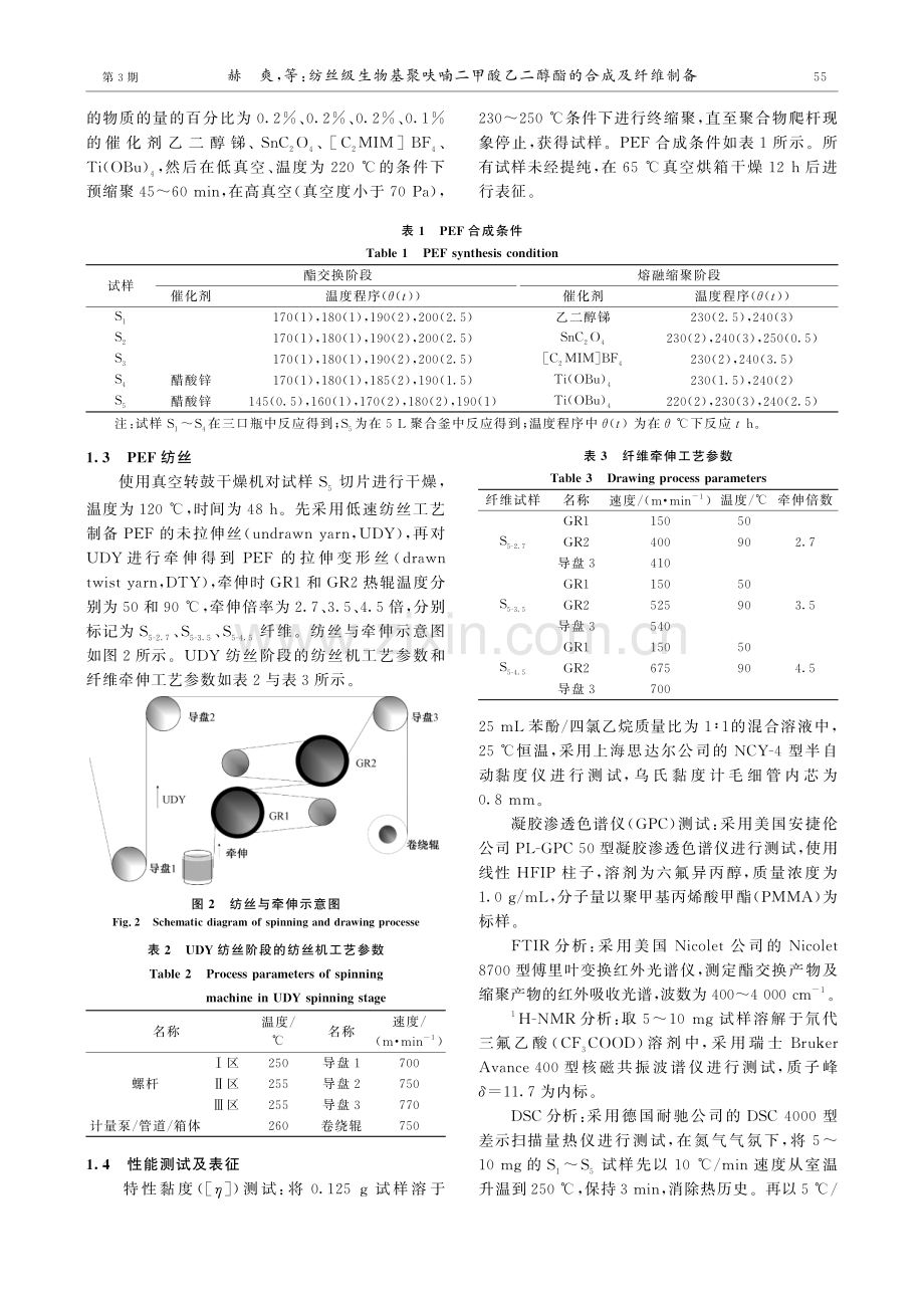 纺丝级生物基聚呋喃二甲酸乙二醇酯的合成及纤维制备.pdf_第3页