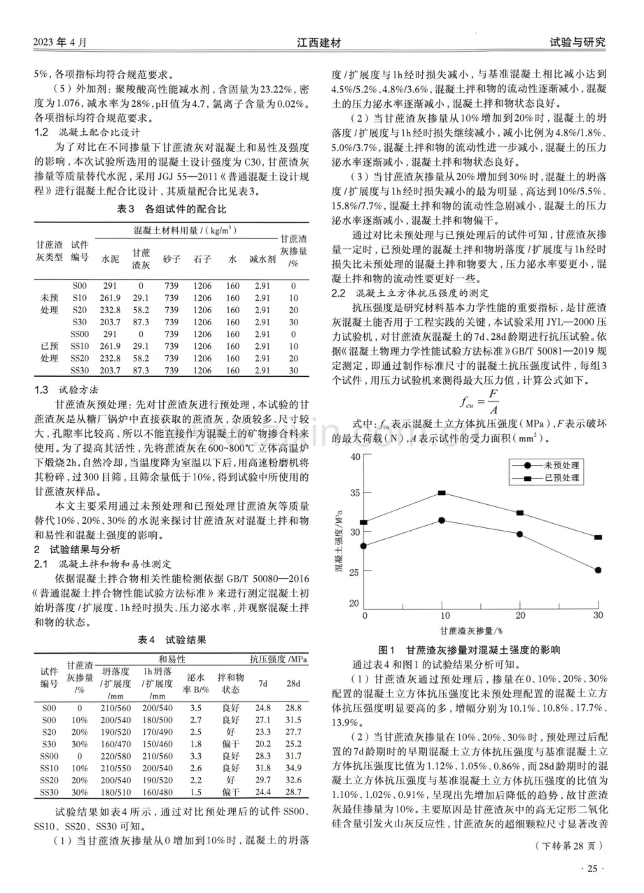 甘蔗渣灰对混凝土和易性及强度的影响.pdf_第2页