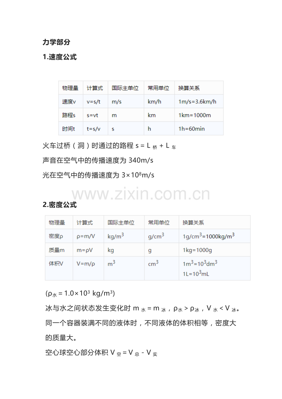 初中物理必背公式及换算大全.docx_第1页