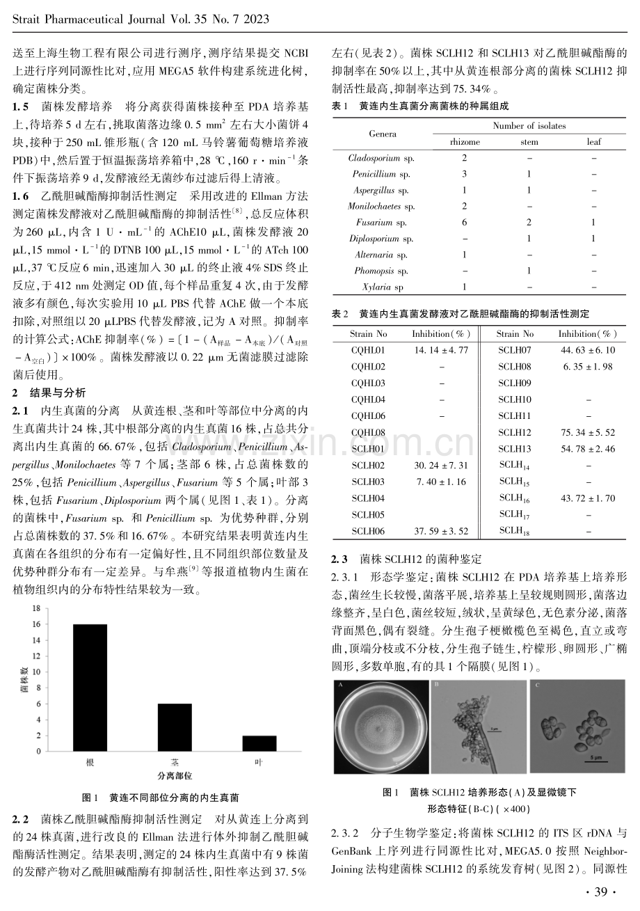 黄连内生真菌抑乙酰胆碱酯酶活性菌株的筛选及鉴定.pdf_第3页