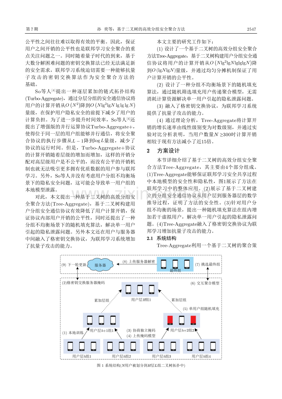 基于二叉树的高效分组安全聚合方法.pdf_第2页