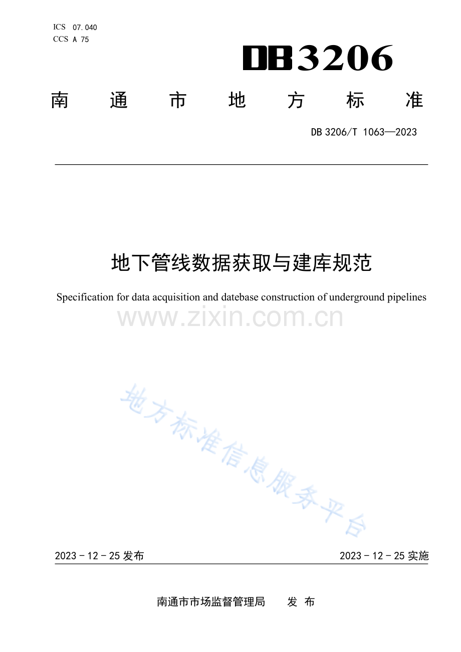 DB3206T1063-2023地下管线数据获取与建库规范.pdf_第1页