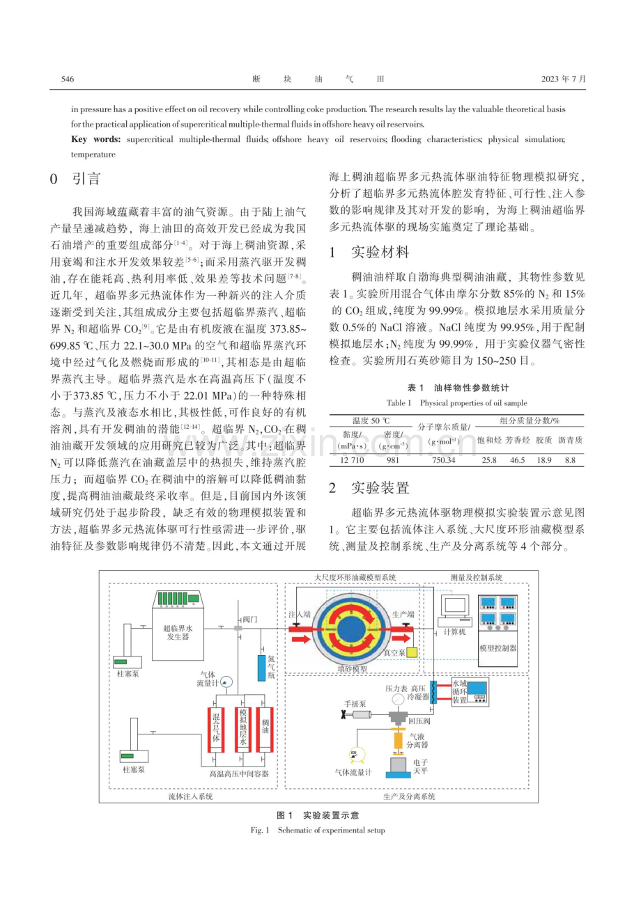 海上稠油超临界多元热流体驱油特征物理模拟.pdf_第2页