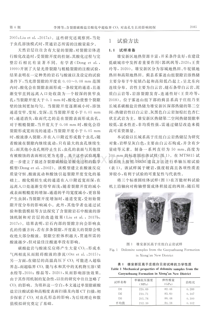 含裂隙碳酸盐岩酸化中超临界CO_%282%29对虫孔生长的影响初探.pdf_第2页