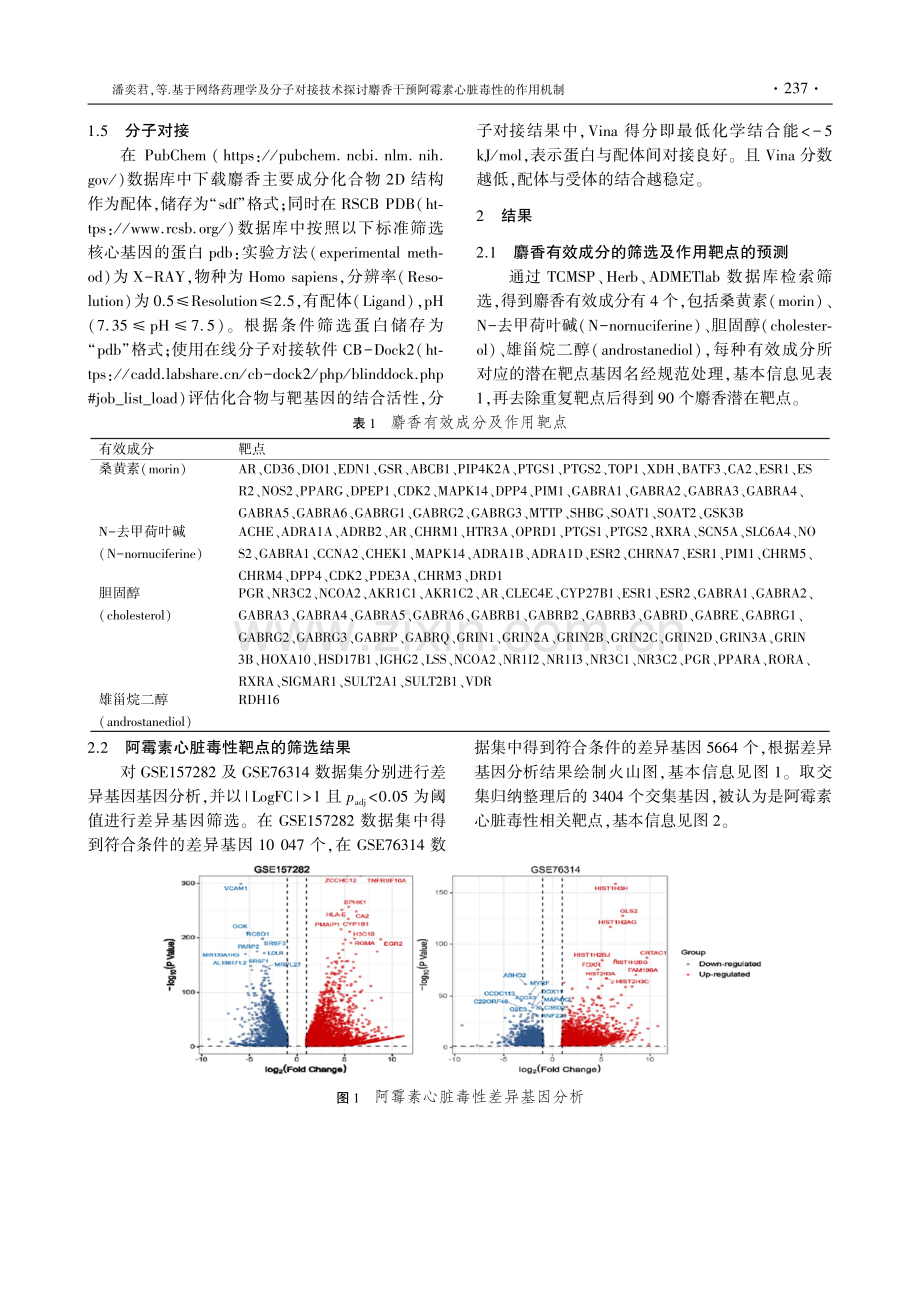 基于网络药理学及分子对接技术探讨麝香干预阿霉素心脏毒性的作用机制.pdf_第3页