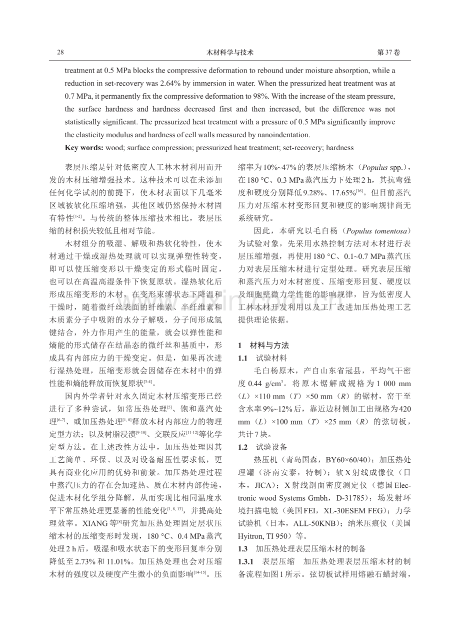 加压热处理对表层压缩木材变形回复及硬度的影响.pdf_第2页