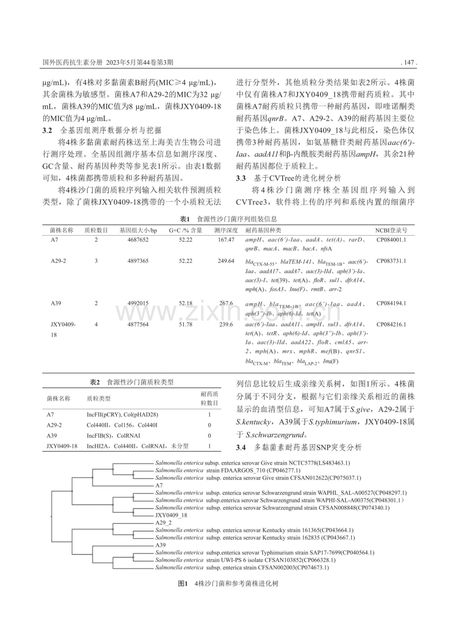 南昌市食源性沙门菌多黏菌素耐药基因突变分析.pdf_第3页