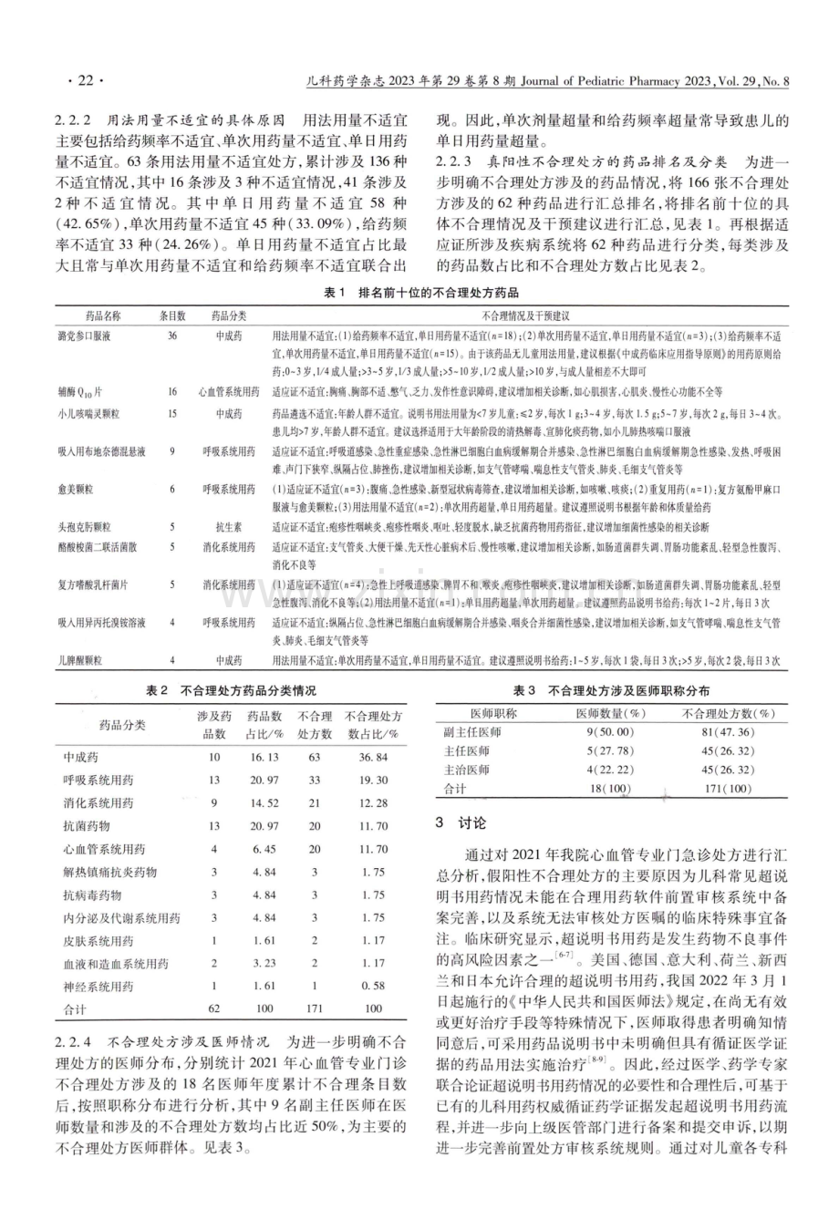 某院儿童心血管专业门急诊处方的用药点评与分析.pdf_第3页