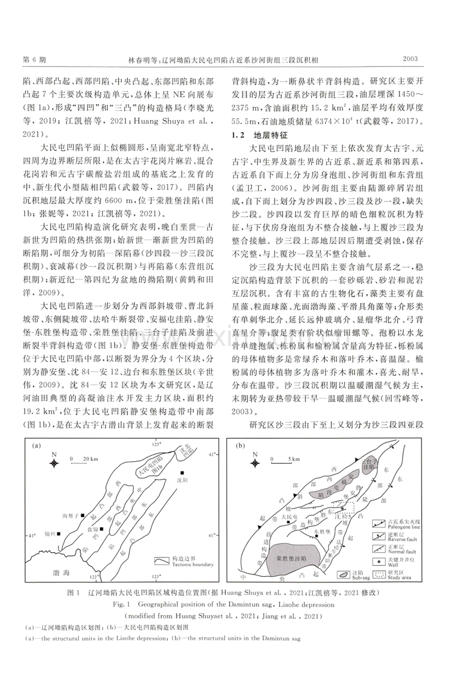 辽河坳陷大民屯凹陷古近系沙河街组三段沉积相.pdf_第2页