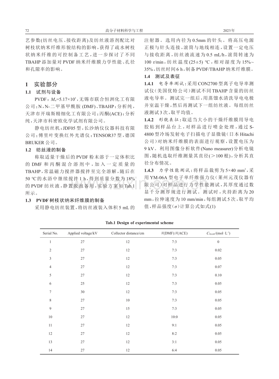 静电纺树枝状聚偏氟乙烯纳米纤维膜的制备.pdf_第2页