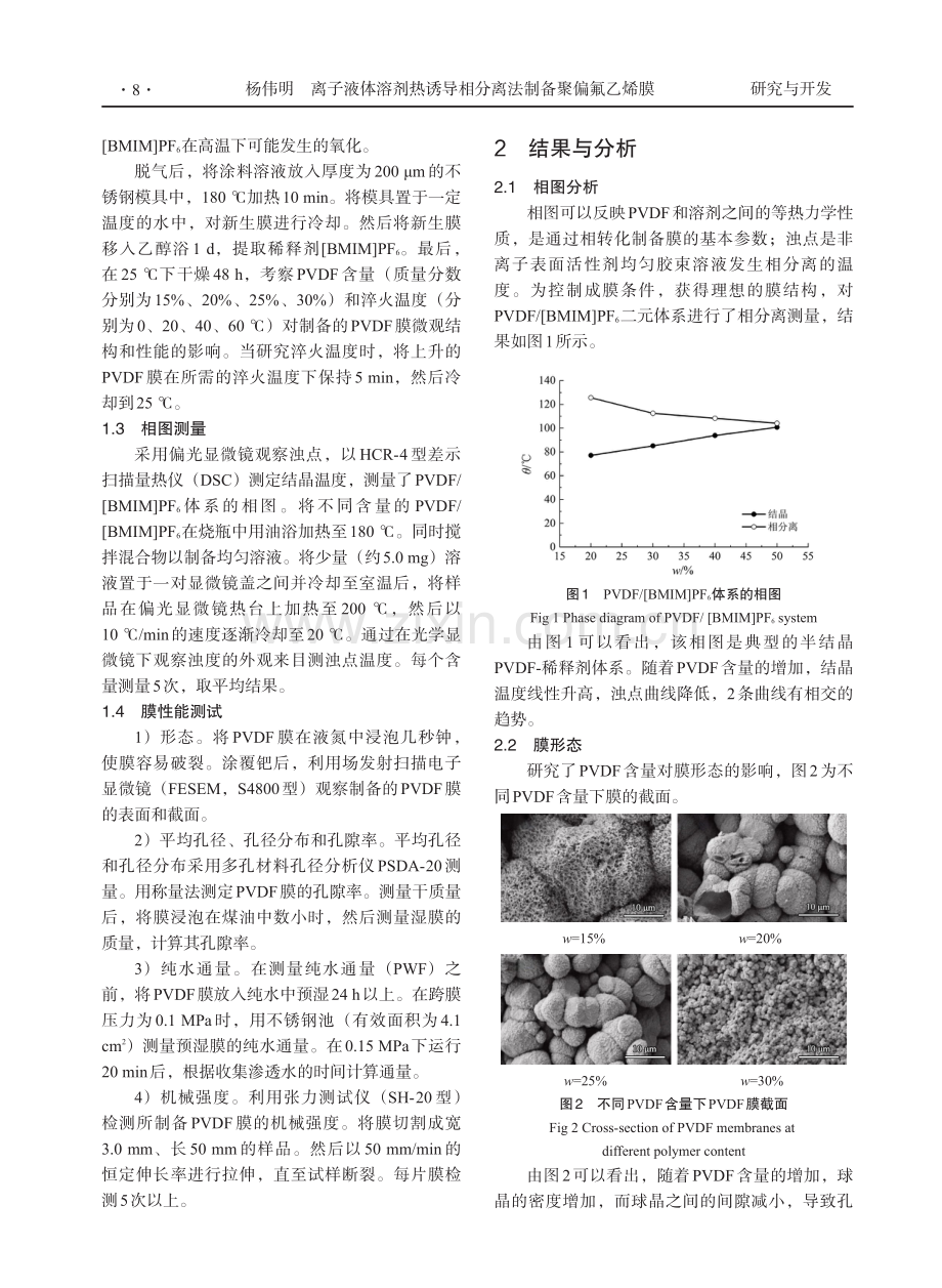 离子液体溶剂热诱导相分离法制备聚偏氟乙烯膜.pdf_第2页