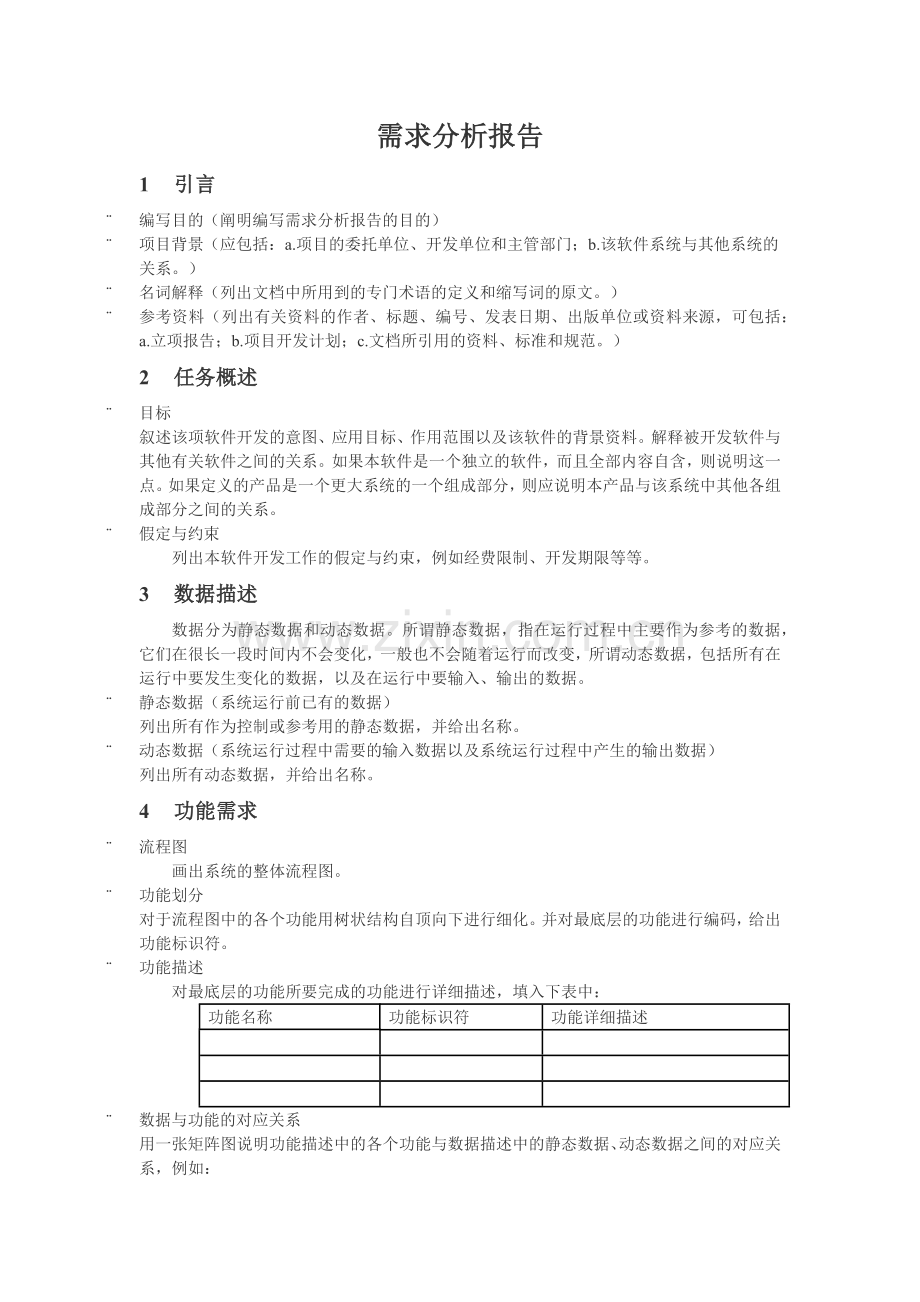 XXX系统需求分析报告模板.docx_第1页