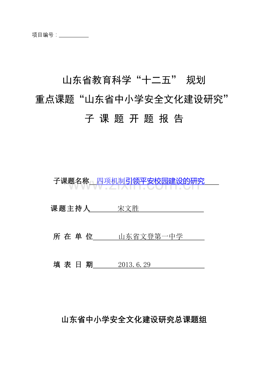 安全文化开题报告书.doc_第1页