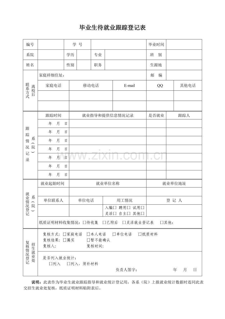 毕业生待就业跟踪登记表.doc_第1页