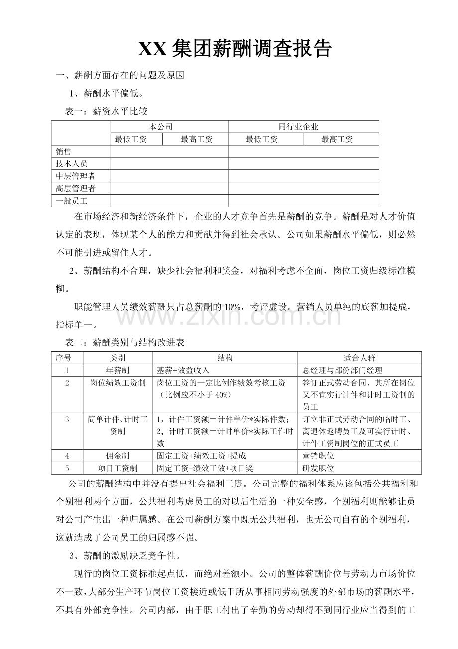 XX集团薪酬调查报告.doc_第1页