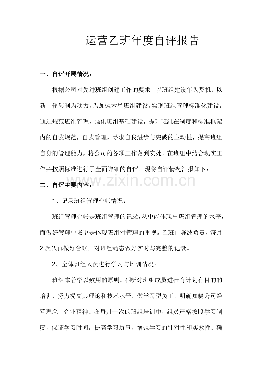 班组年度自评报告.doc_第1页