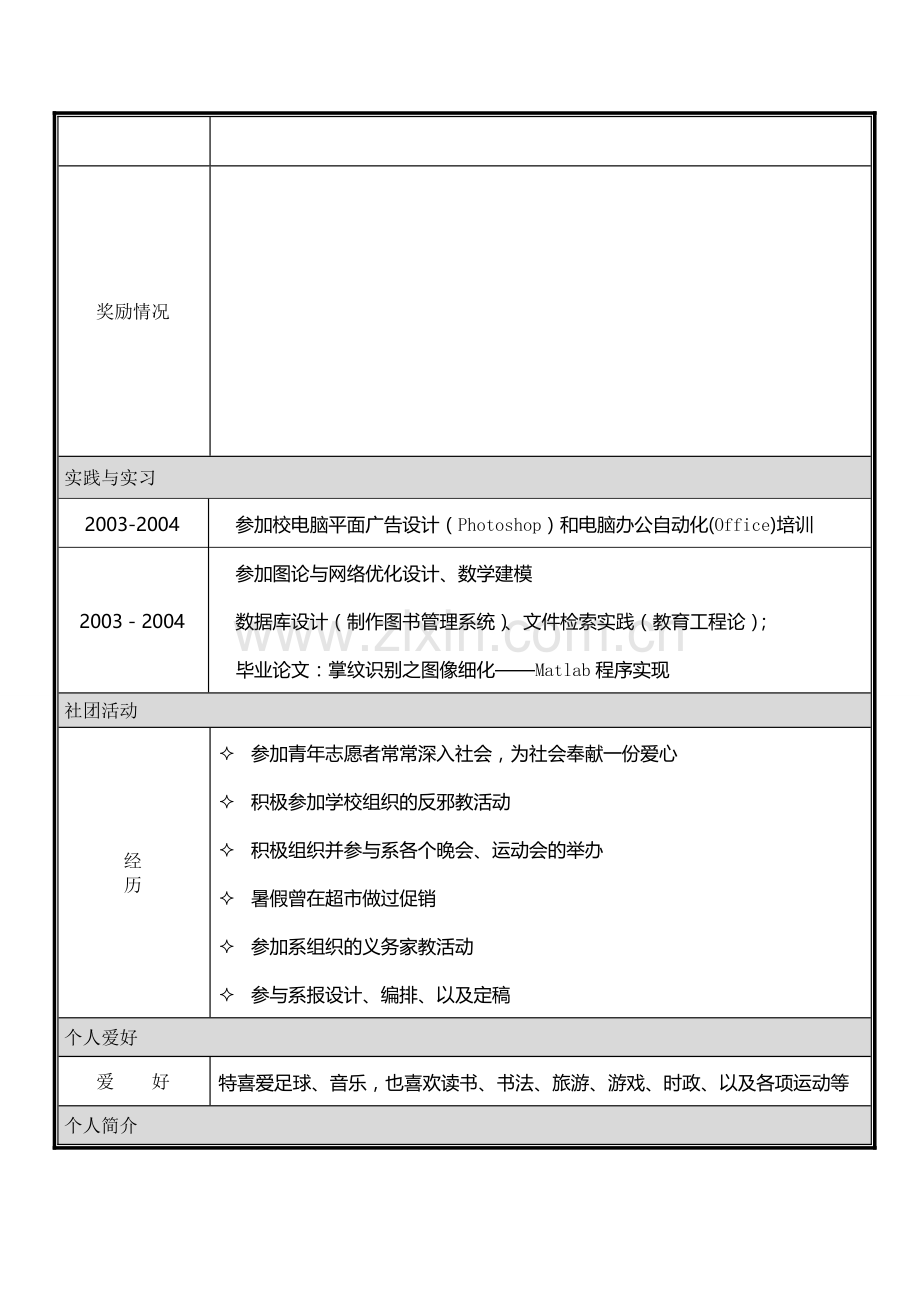 大学毕业生求职简历模板word版.doc_第2页