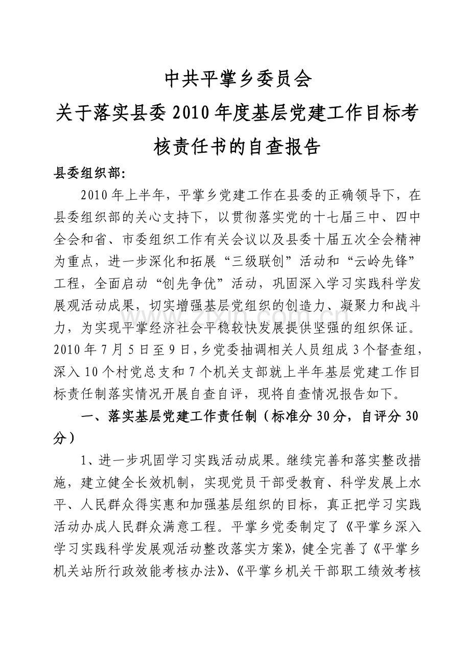 党建目标自查报告.doc_第1页