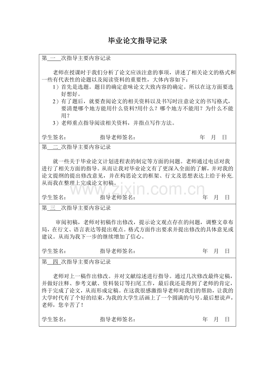 毕业论文指导记录.doc_第1页