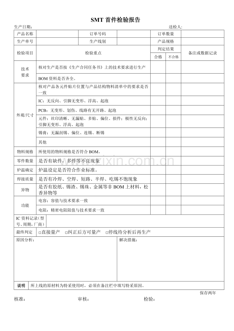 SMT首件检验报告.doc_第1页