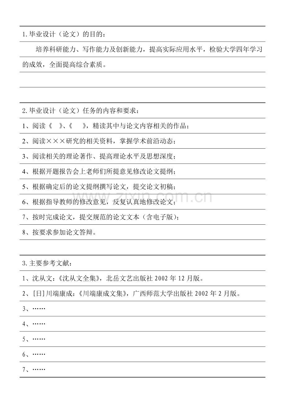 毕业论文任务书(汉语言文学专业).doc_第2页