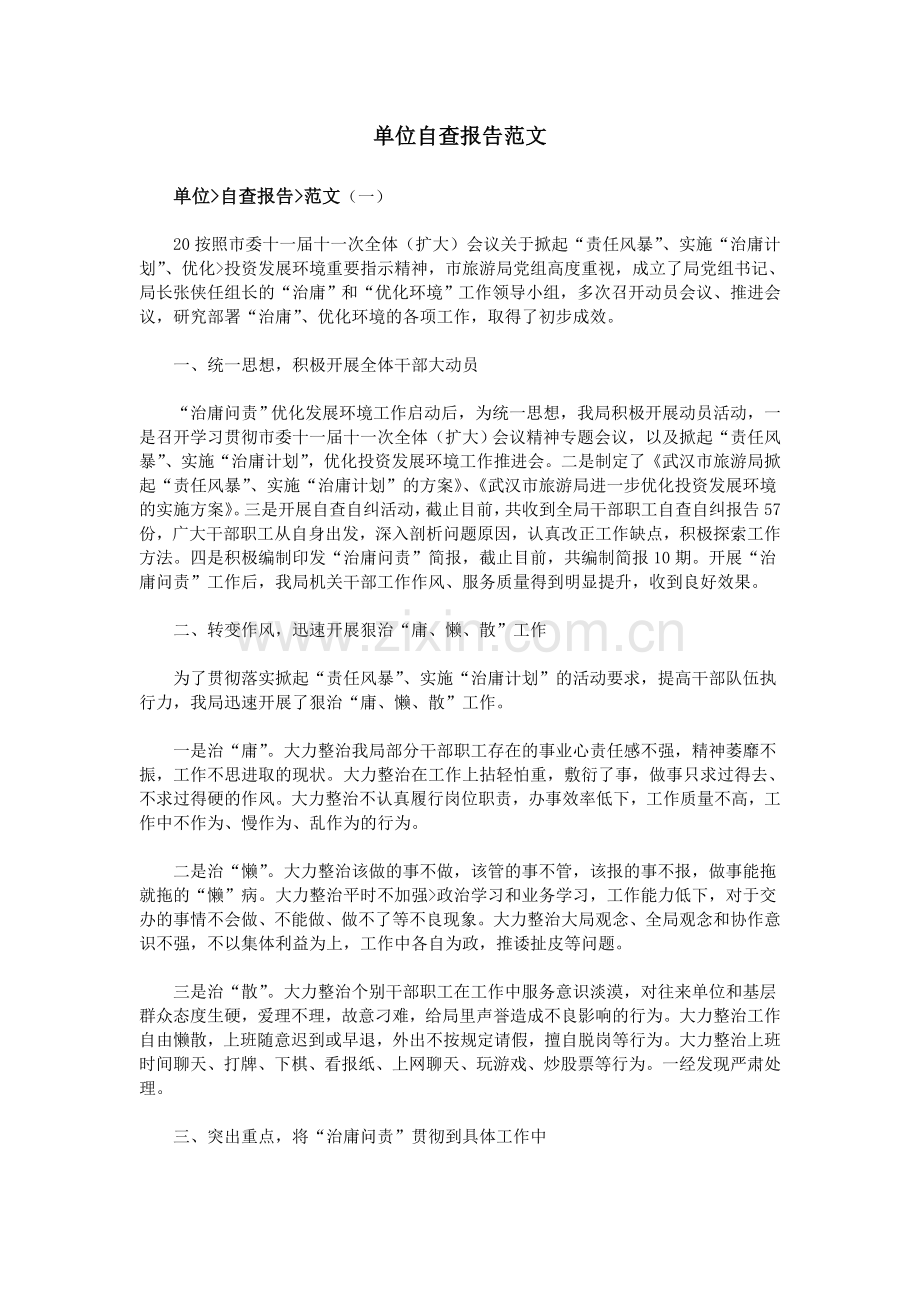 单位自查报告范文.doc_第1页