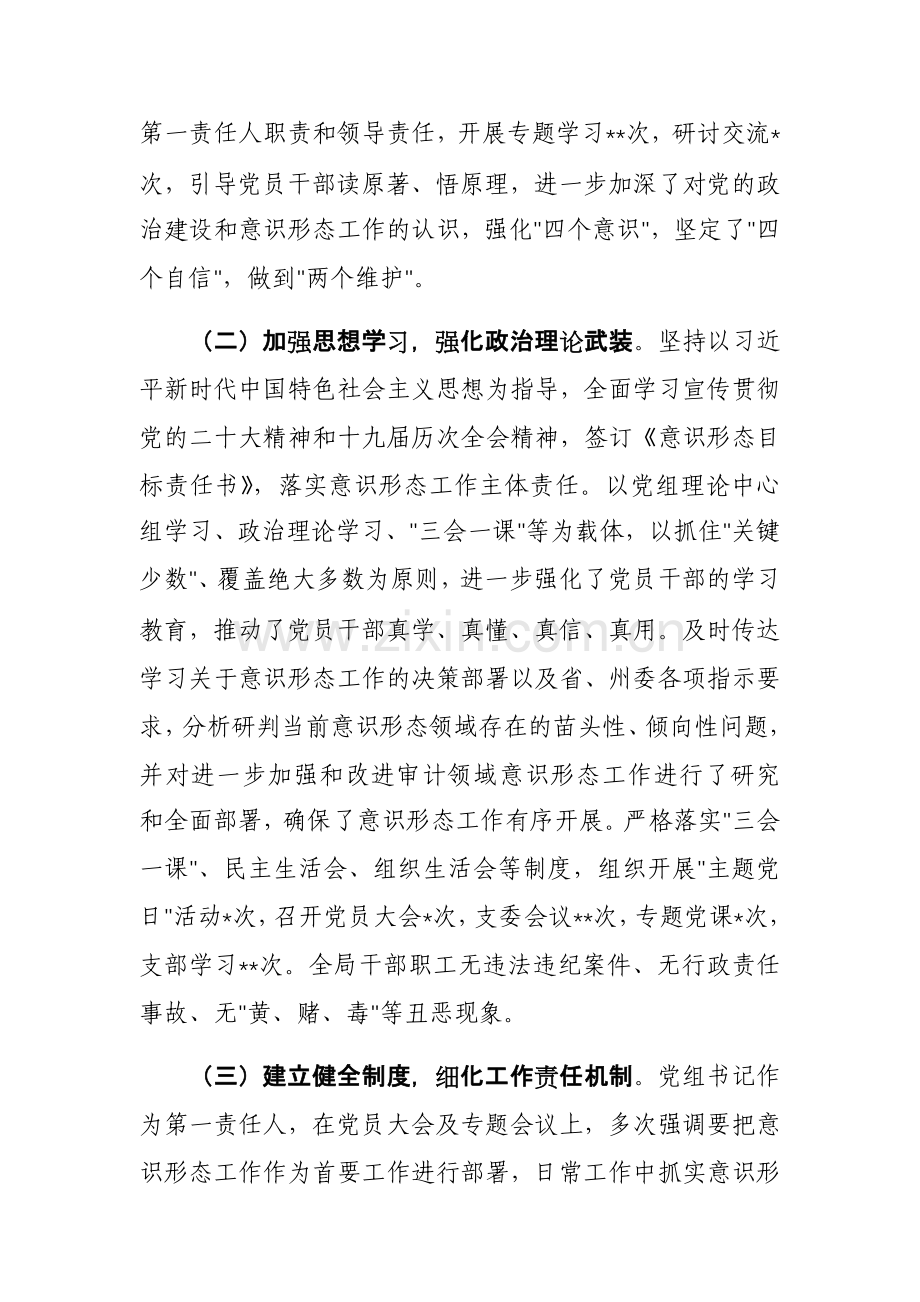 2023年度审计部门意识形态工作总结及工作计划范文稿.docx_第2页