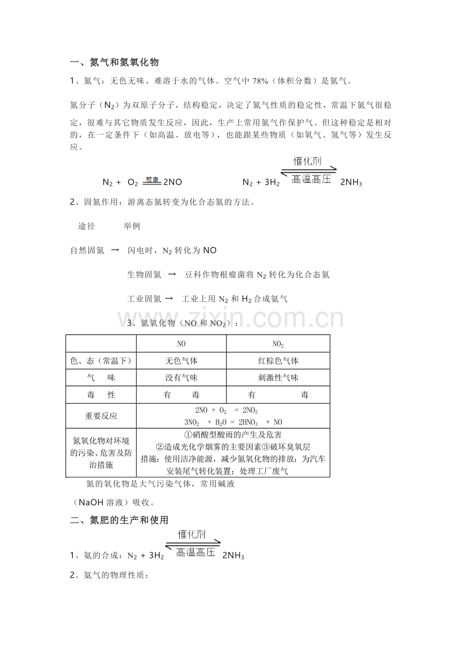 高中化学-含氮化合物知识点总结.docx_第1页