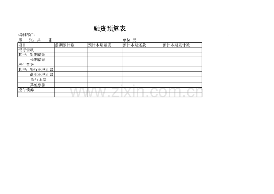 融资预算表.xls_第1页