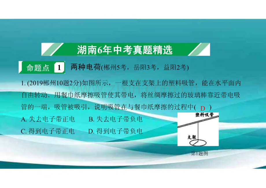 中考物理一轮复习 专题十一 电学微专题 微专题1 电学基础知识课件.pdf_第3页